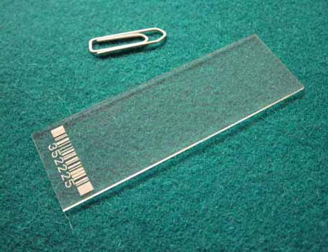 Laserbeschriftung von Objekttägern mit einer Transferfolie